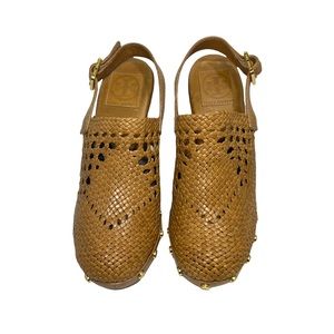 Tory Burch Widdianne woven leather mule clog